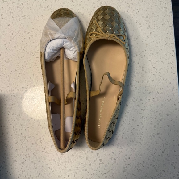 NWOT Loeffler Gold Woven Mary Jane Flats - Picture 3 of 6